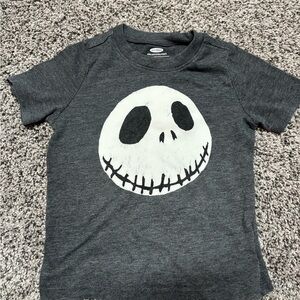 Old Navy Gray and White Short Sleeve Tee with Skull Design